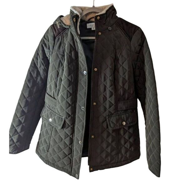 NWOT LAUNDRY BY SHELLI SEGAL Fleece Lined Hooded Quilted Jacket Size S/P - Picture 2 of 3